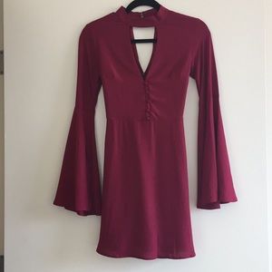 Adorable bell sleeve burgundy dress